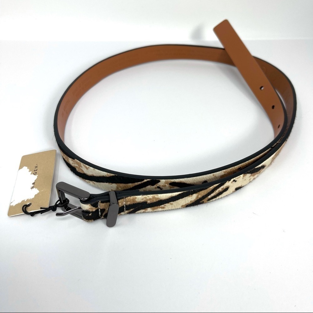 Halogen Cow Hair animal print belt small